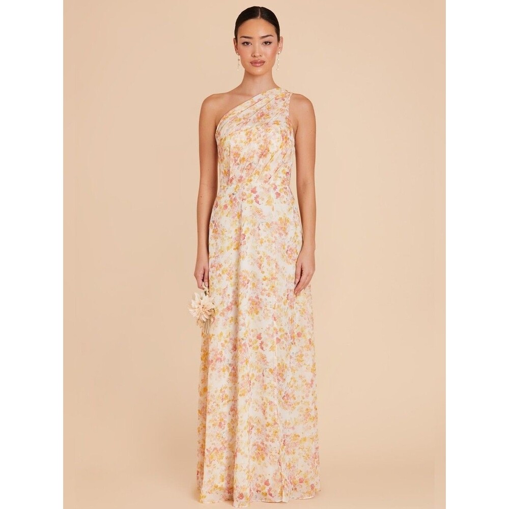 Birdie Grey Kira One Shoulder Chiffon Dress floral print Size M